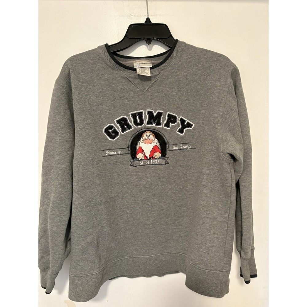Disney Store Exclusive Grumpy Fleece Vintage Sweatshirt Men's S Gray Stitched